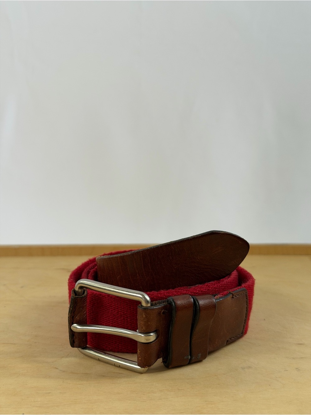 Banana Republic Red with Brown Leather Trim Belt